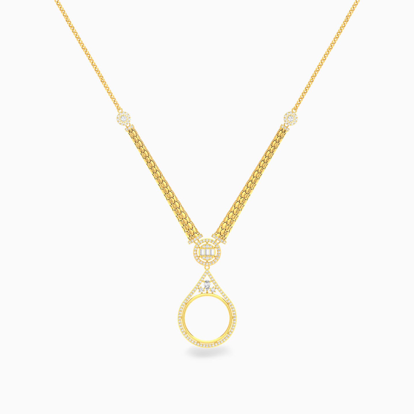 18K Gold Cubic Zirconia Pendant Necklace - 3