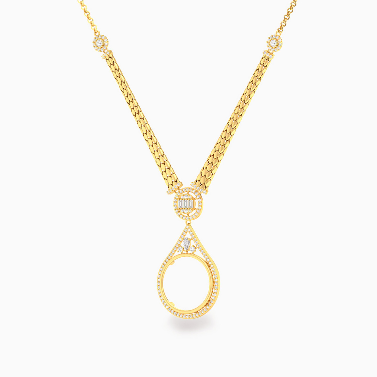 Circle Cubic Zirconia Necklace in 18K Gold - 2 Circle Cubic Zirconia Necklace in 18K Gold - 2