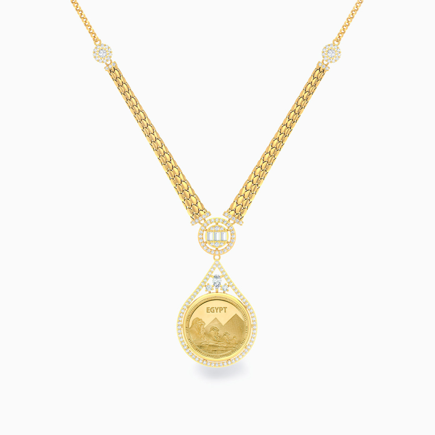Circle Cubic Zirconia Necklace in 18K Gold - 4 Circle Cubic Zirconia Necklace in 18K Gold - 4