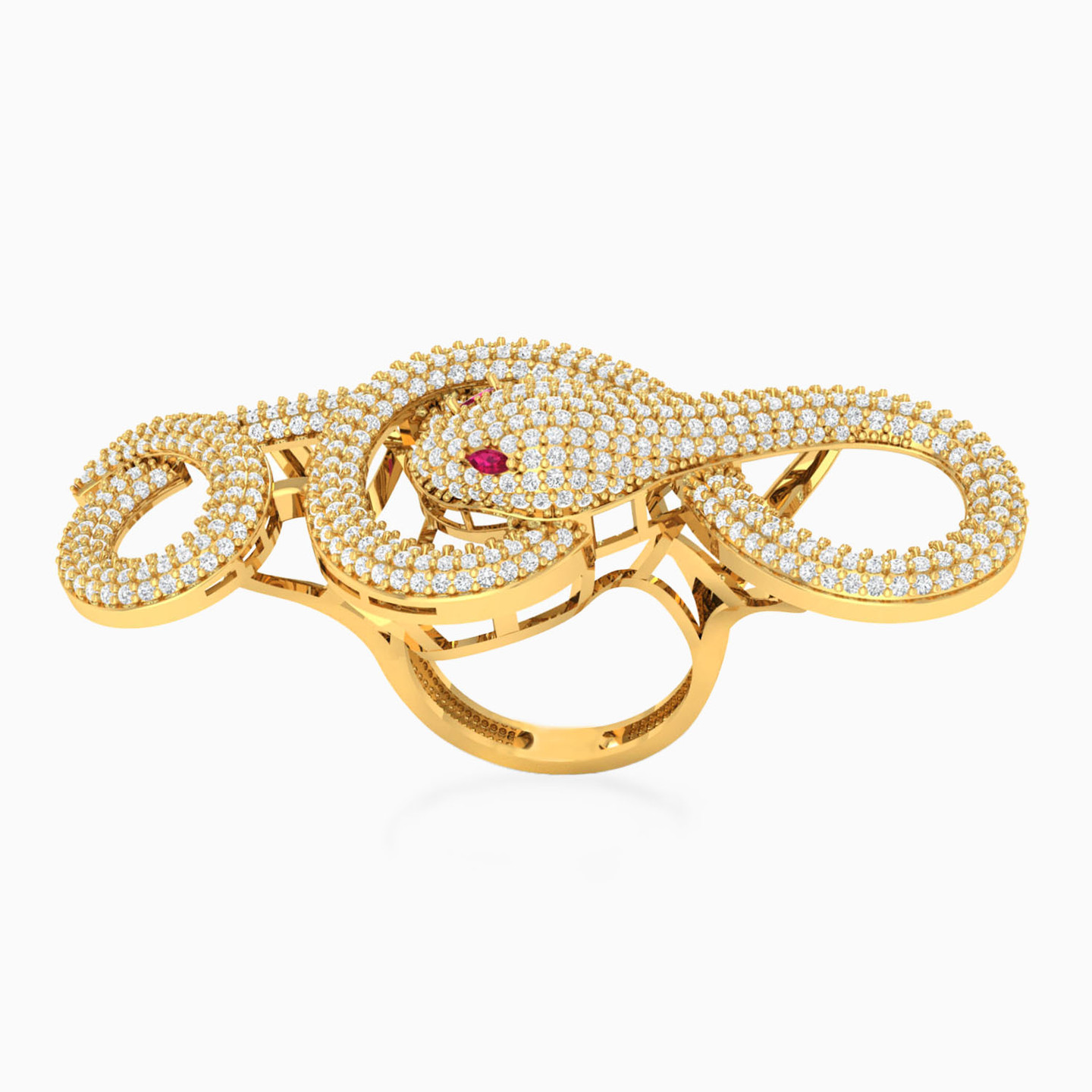 Snake Rose Stone Ring in 18K Gold - 2 Snake Rose Stone Ring in 18K Gold - 2