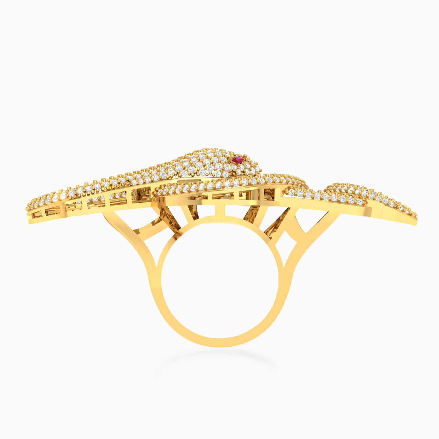 Snake Rose Stone Ring in 18K Gold - 3 Snake Rose Stone Ring in 18K Gold - 3