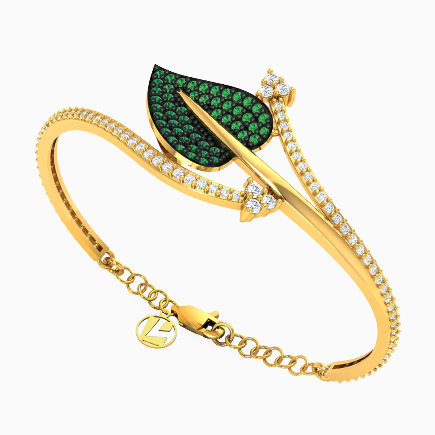 Kids 18K Gold Colored Stones Bangle Bracelet - 3