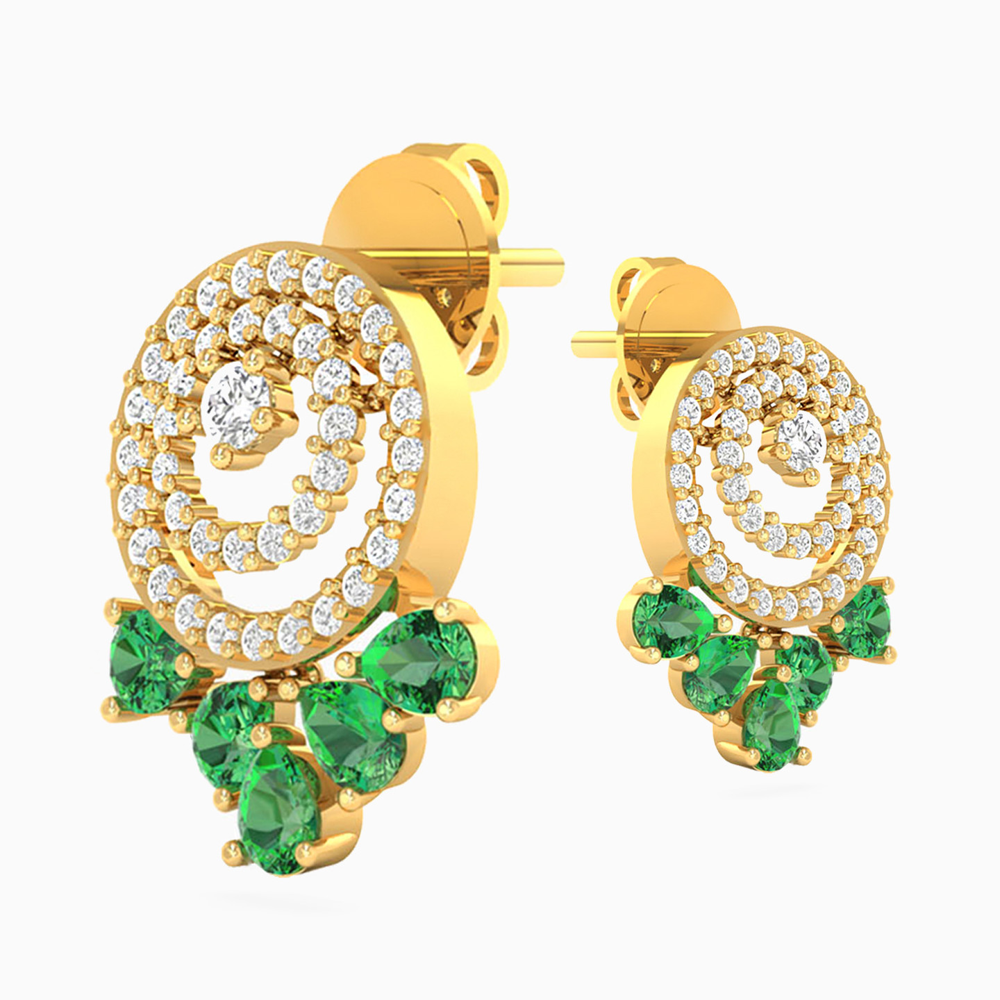 18K Gold Colored Stones Drop Earrings - 3