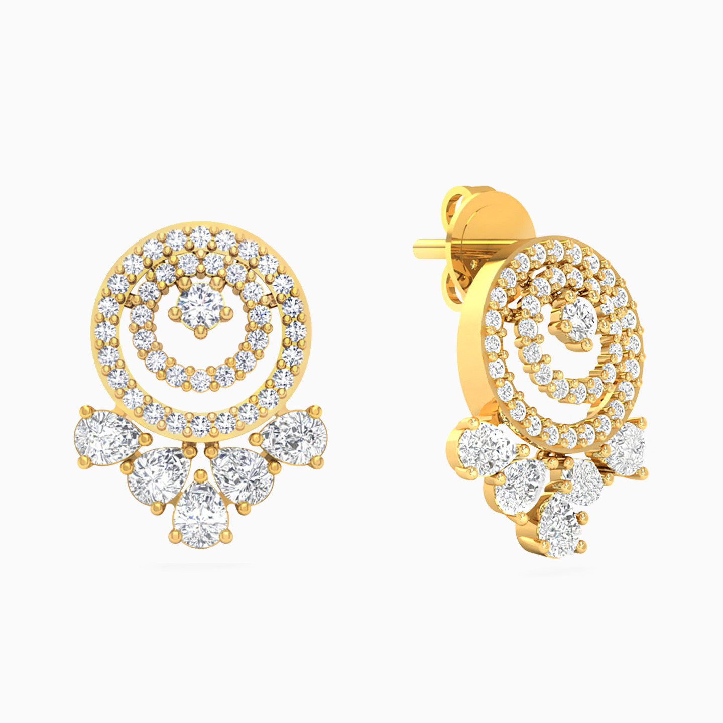 18K Gold Cubic Zirconia Drop Earrings - 2