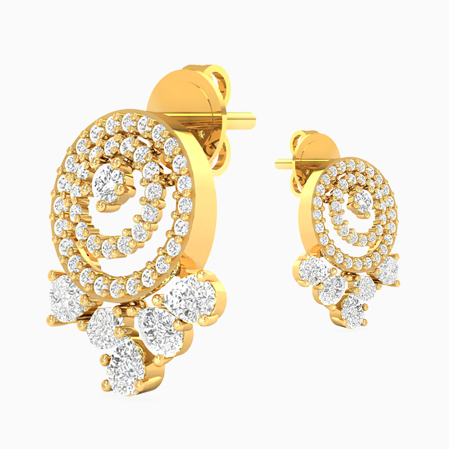 18K Gold Cubic Zirconia Drop Earrings - 3