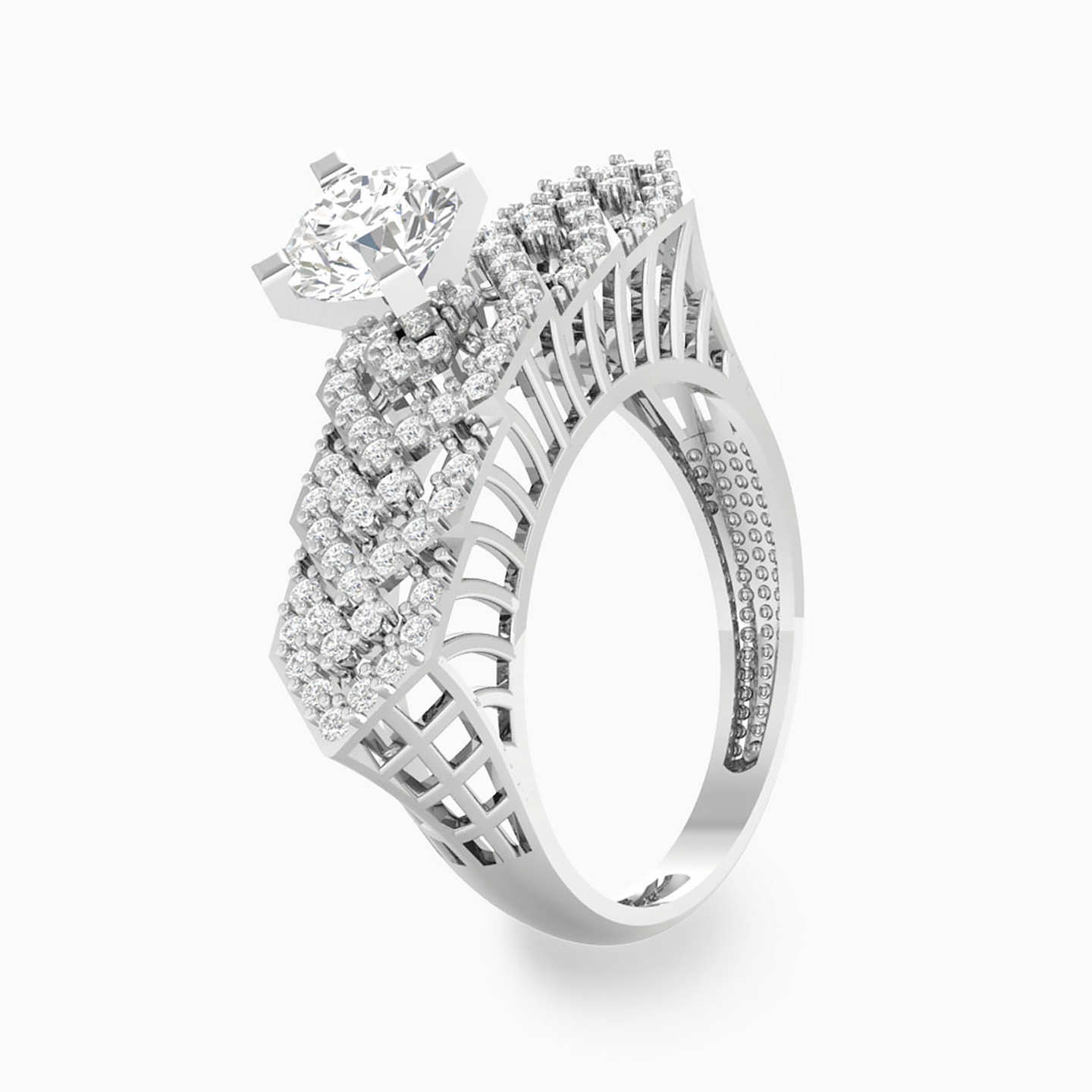 خاتم توينز ذهب سداسي عيار 18 قيراط مزين بأحجار الزركون - 2 خاتم توينز ذهب سداسي عيار 18 قيراط مزين بأحجار الزركون - 2