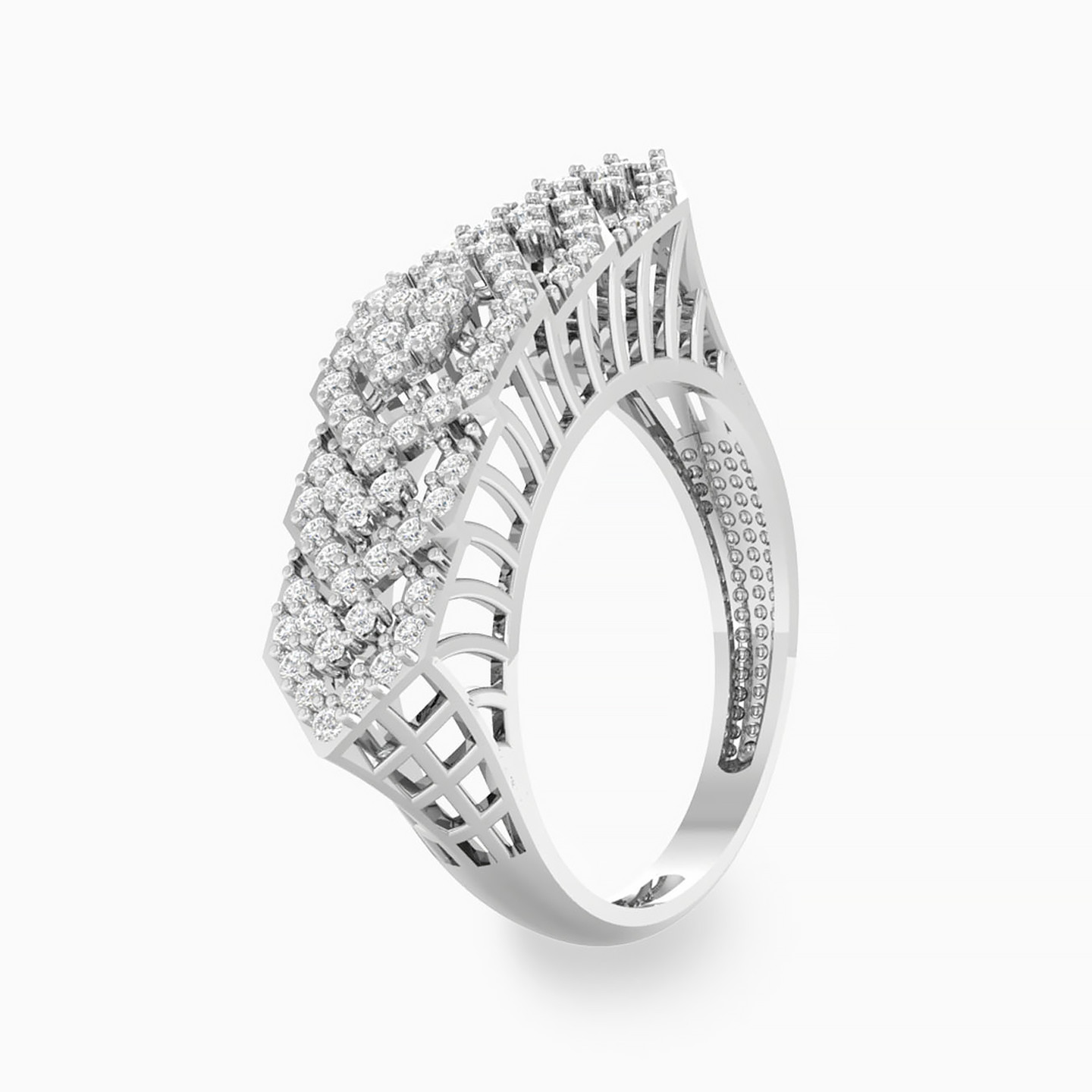 خاتم توينز ذهب سداسي عيار 18 قيراط مزين بأحجار الزركون - 3 خاتم توينز ذهب سداسي عيار 18 قيراط مزين بأحجار الزركون - 3