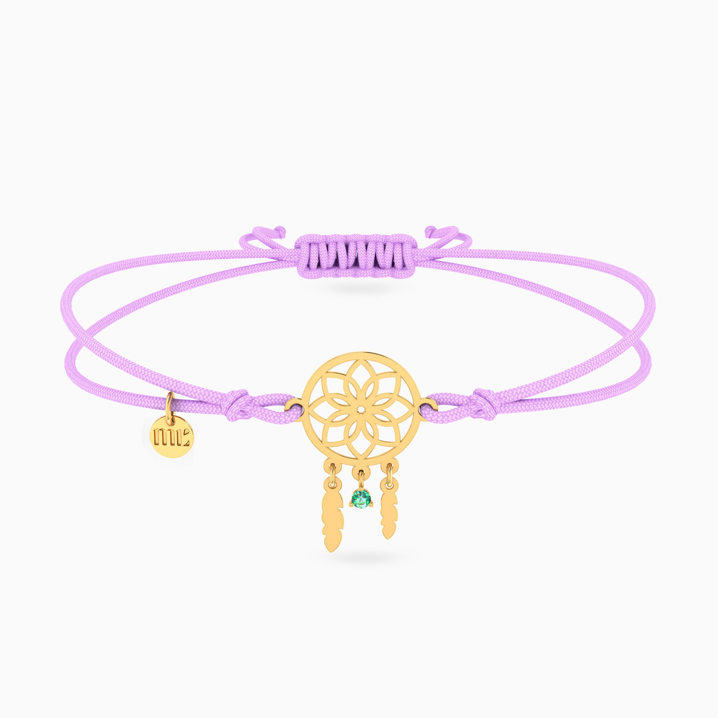 Green Stone Cord Bracelet In 14K Gold Green Stone Cord Bracelet In 14K Gold