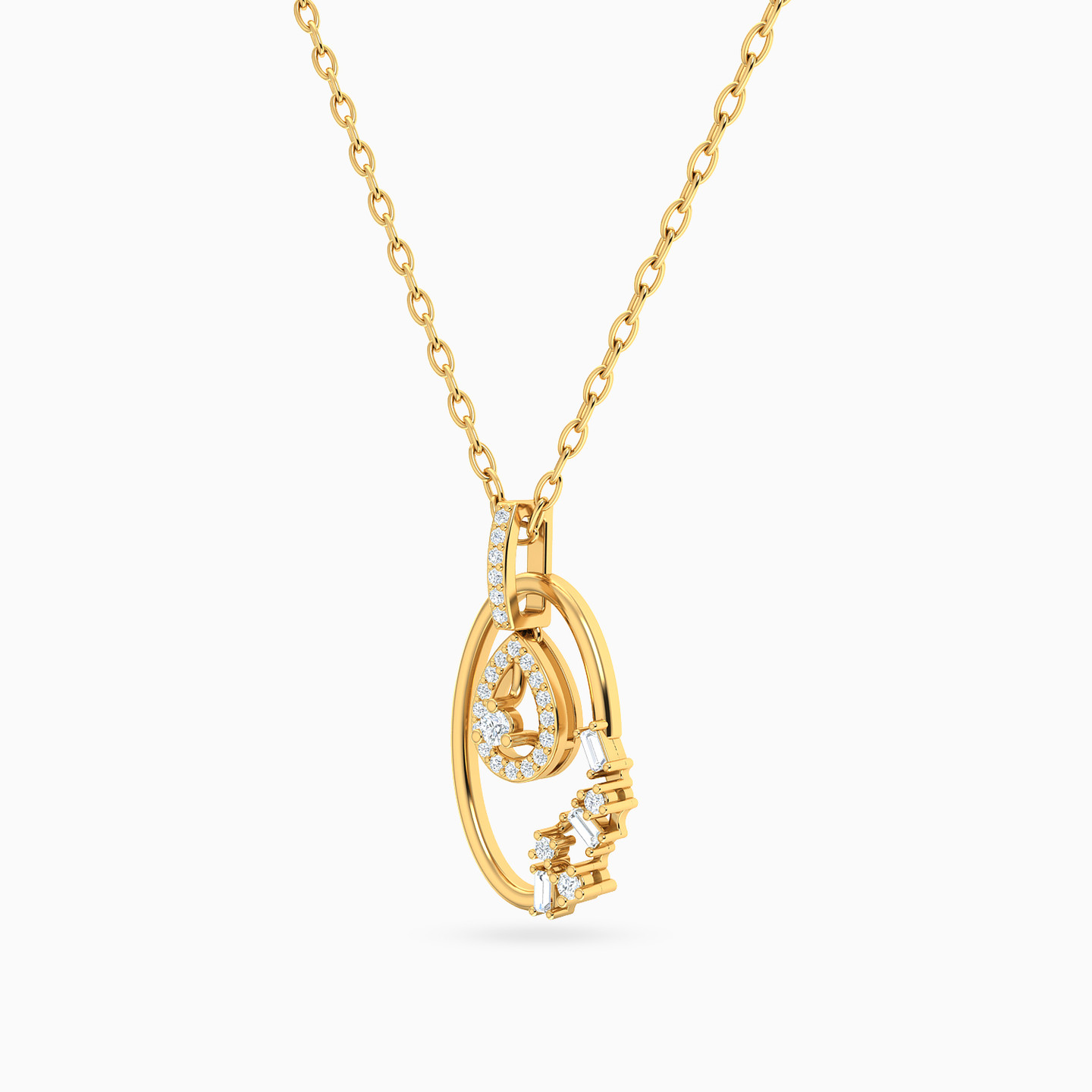 Oval Diamond Pendant in 18K Gold - 2