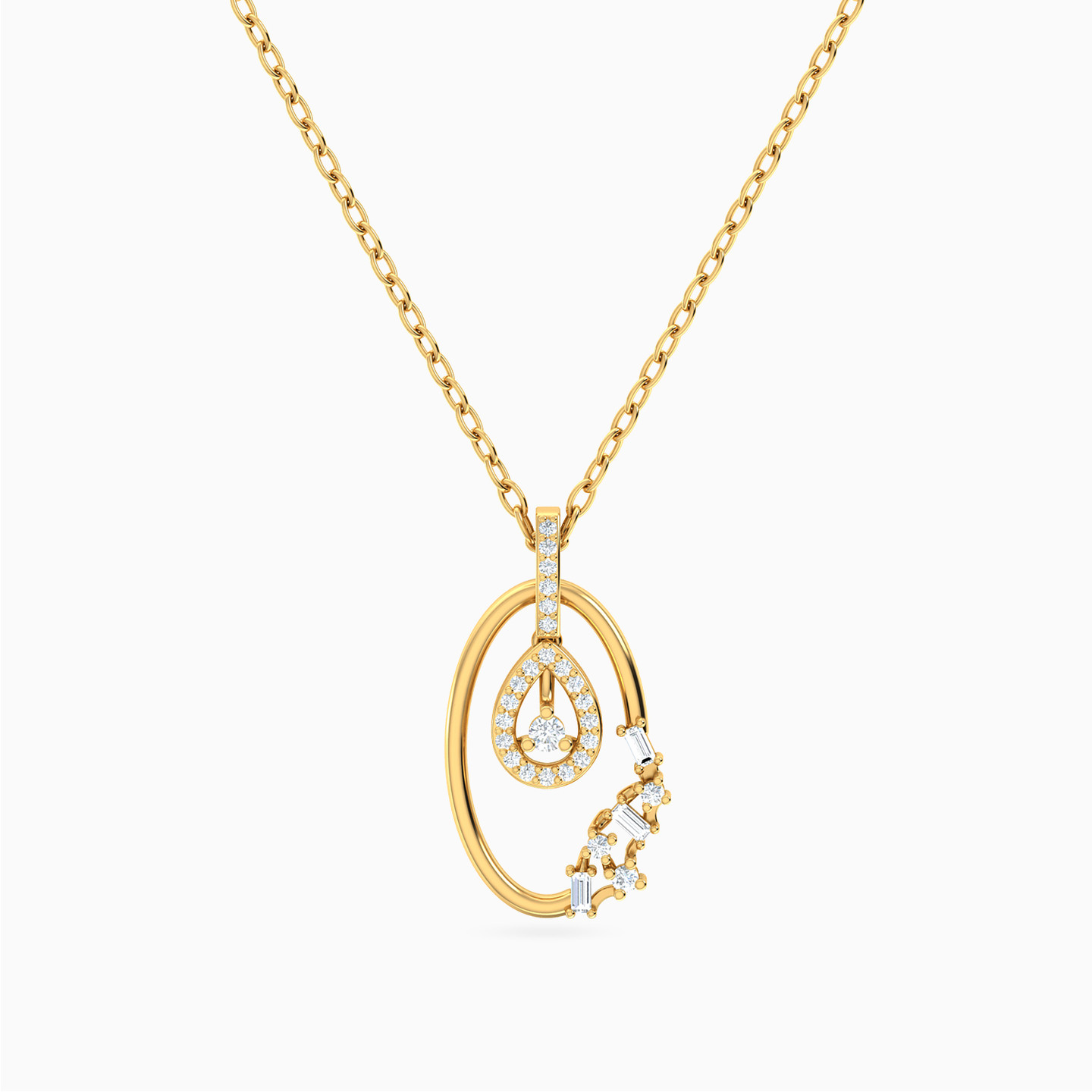 Oval Diamond Pendant in 18K Gold