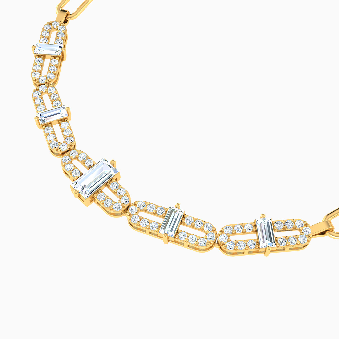 18K Gold Cubic Zirconia Chain Bracelet - 3