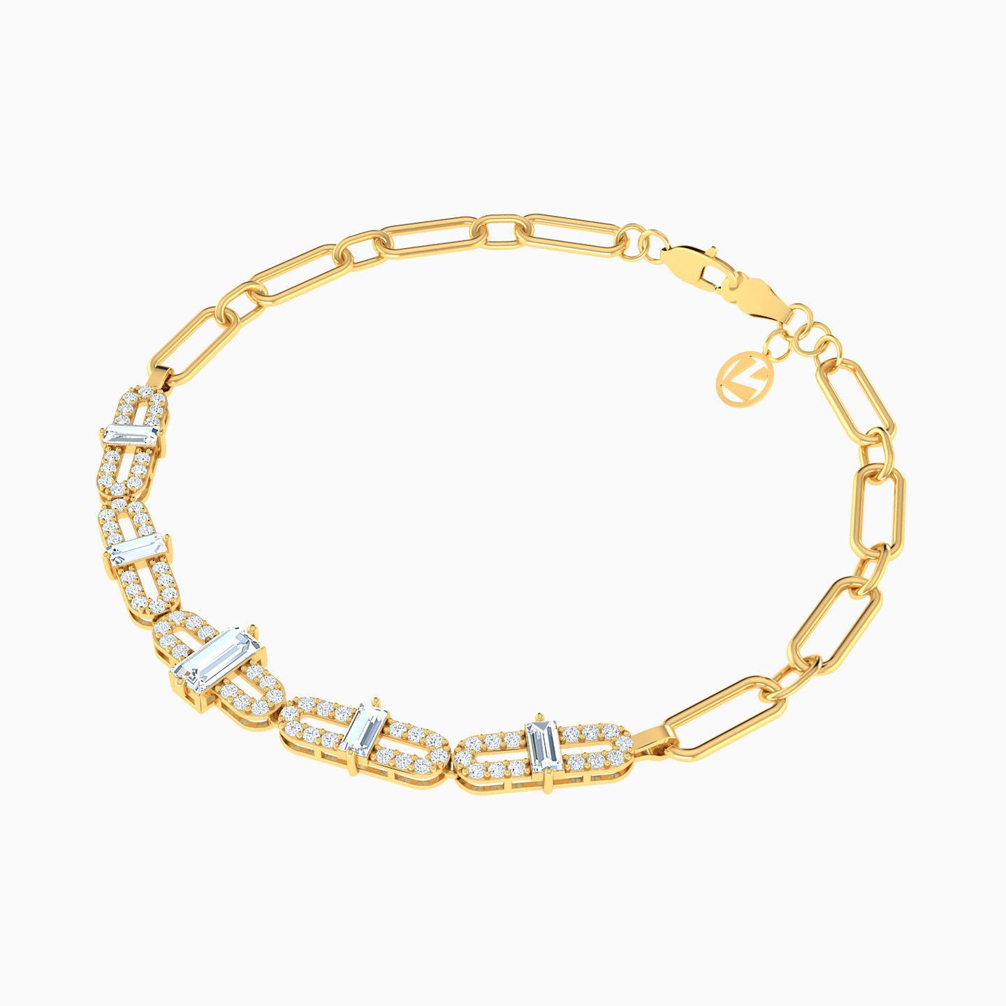 18K Gold Cubic Zirconia Chain Bracelet - 2