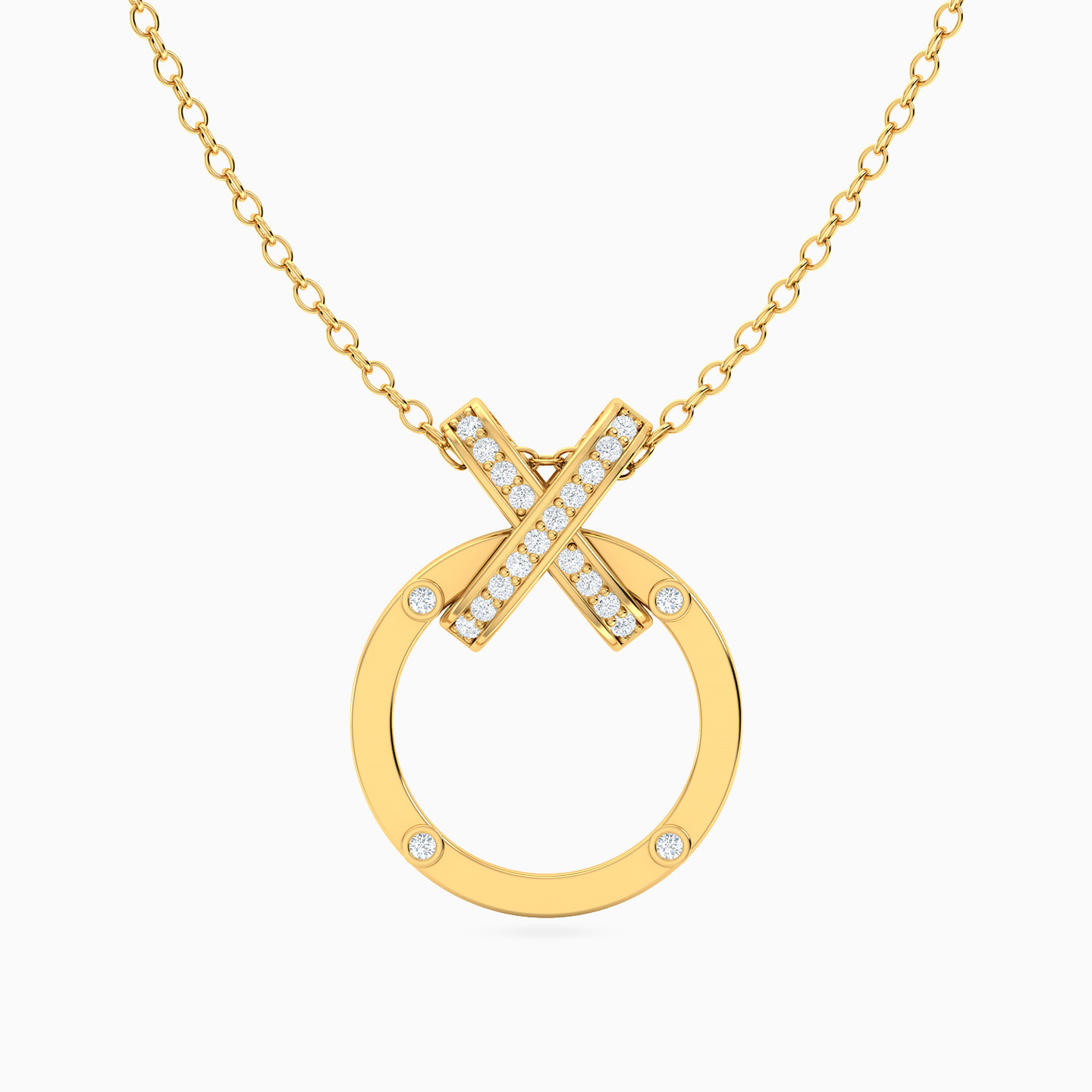 18K Gold Cubic Zirconia Pendant Necklace