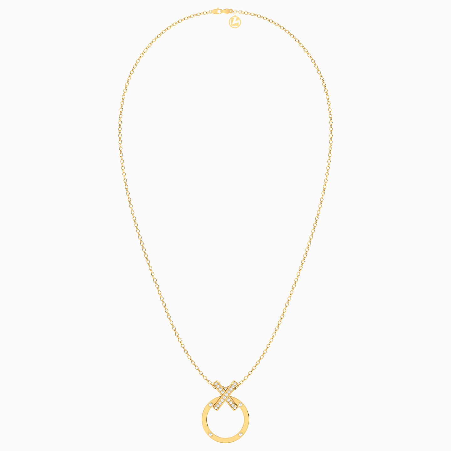 18K Gold Cubic Zirconia Pendant Necklace - 4