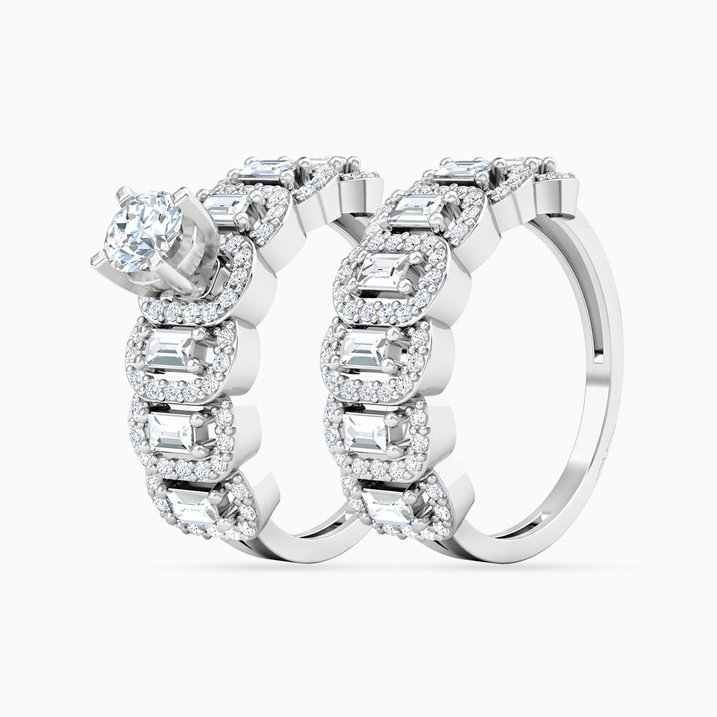 18K Gold Cubic Zirconia Twin Rings - 5