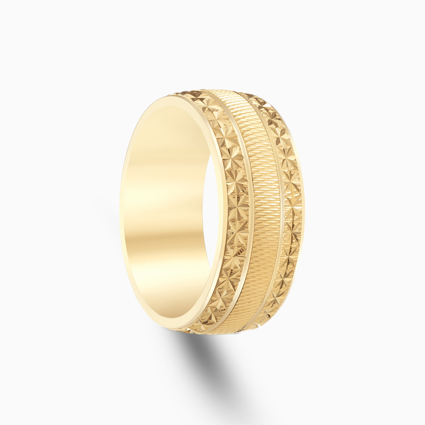 (دبلة زفاف ذهب مزخرفة عيار 18 قيراط (مقاس 16 - 2 (دبلة زفاف ذهب مزخرفة عيار 18 قيراط (مقاس 16 - 2