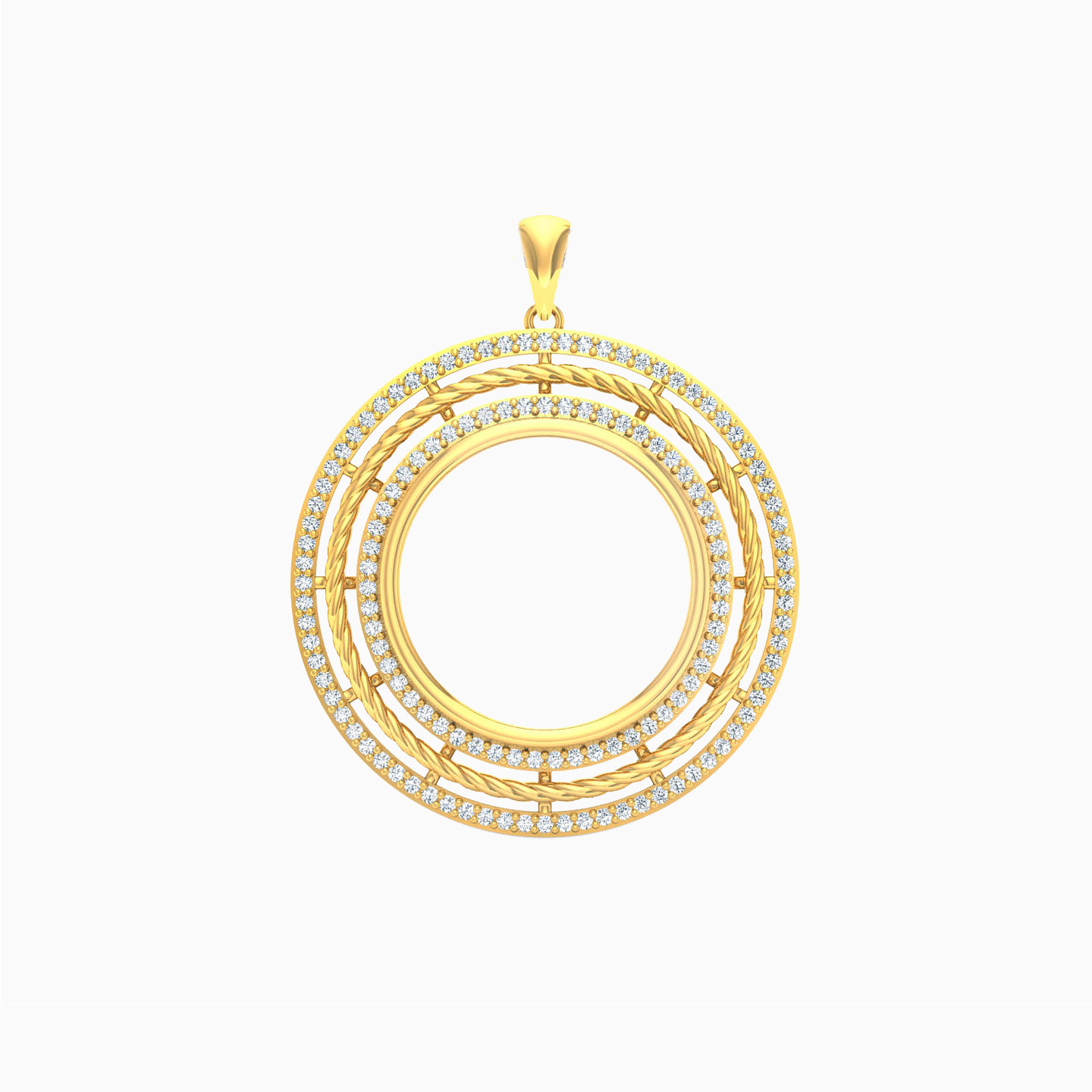 دلاية ذهب دائرة عيار 18 قيراط مزينة بأحجار الزركون دلاية ذهب دائرة عيار 18 قيراط مزينة بأحجار الزركون