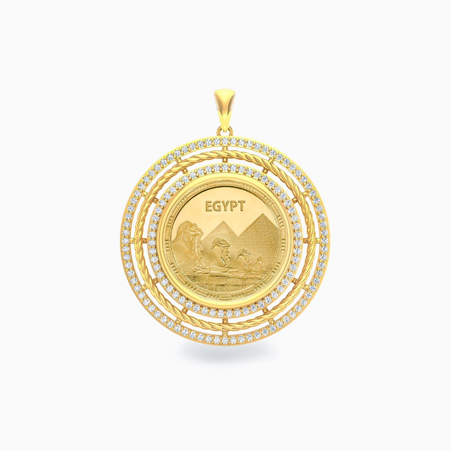 دلاية ذهب دائرة عيار 18 قيراط مزينة بأحجار الزركون - 3 دلاية ذهب دائرة عيار 18 قيراط مزينة بأحجار الزركون - 3