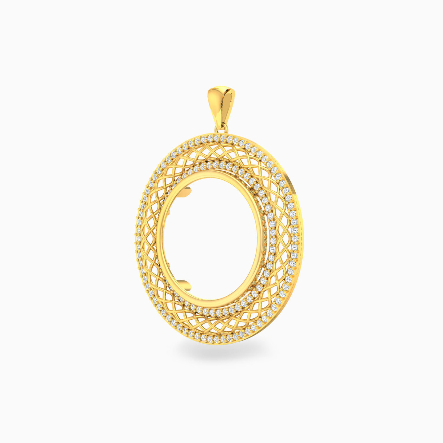 18K Gold Cubic Zirconia Pendant  - 2