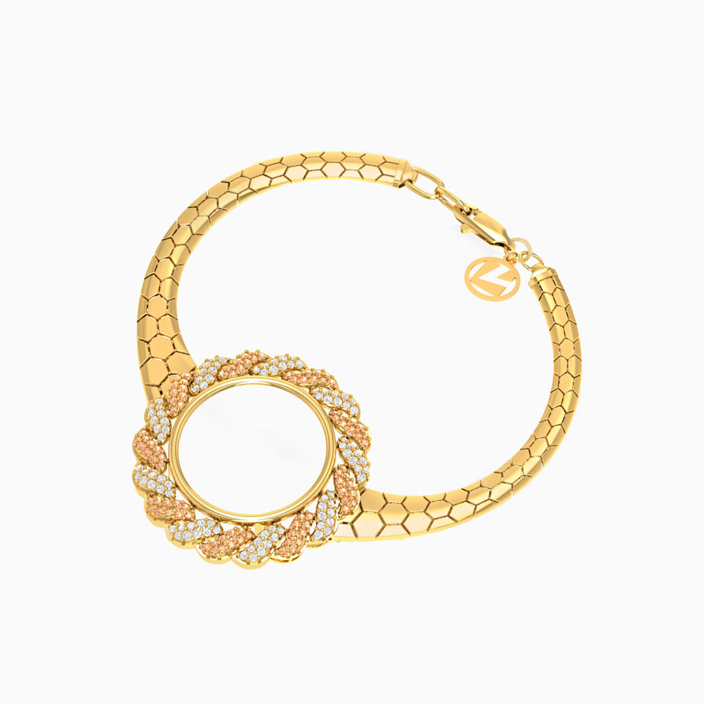 18K Gold Colored Stones Chain Bracelet - 2