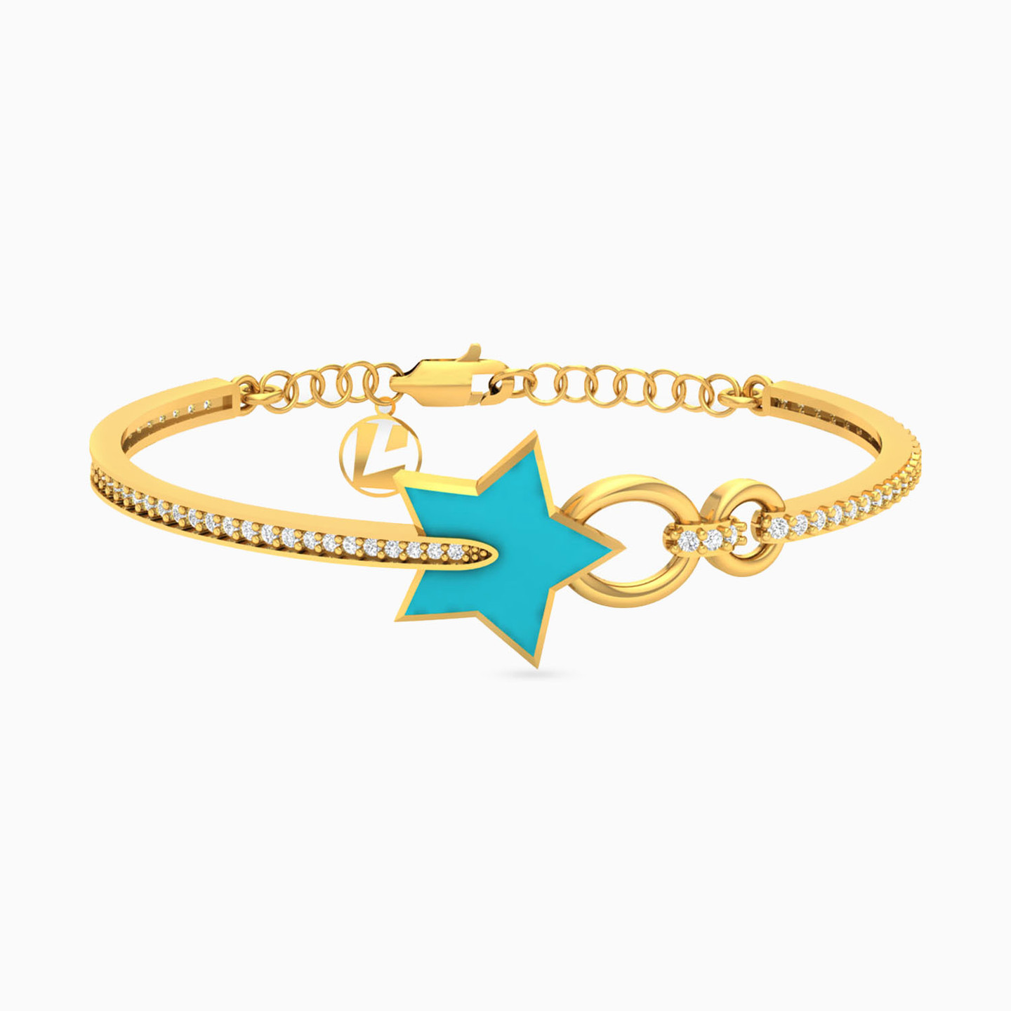 Kids 18K Gold Enamel Coated & Cubic Zirconia Bangle Bracelet