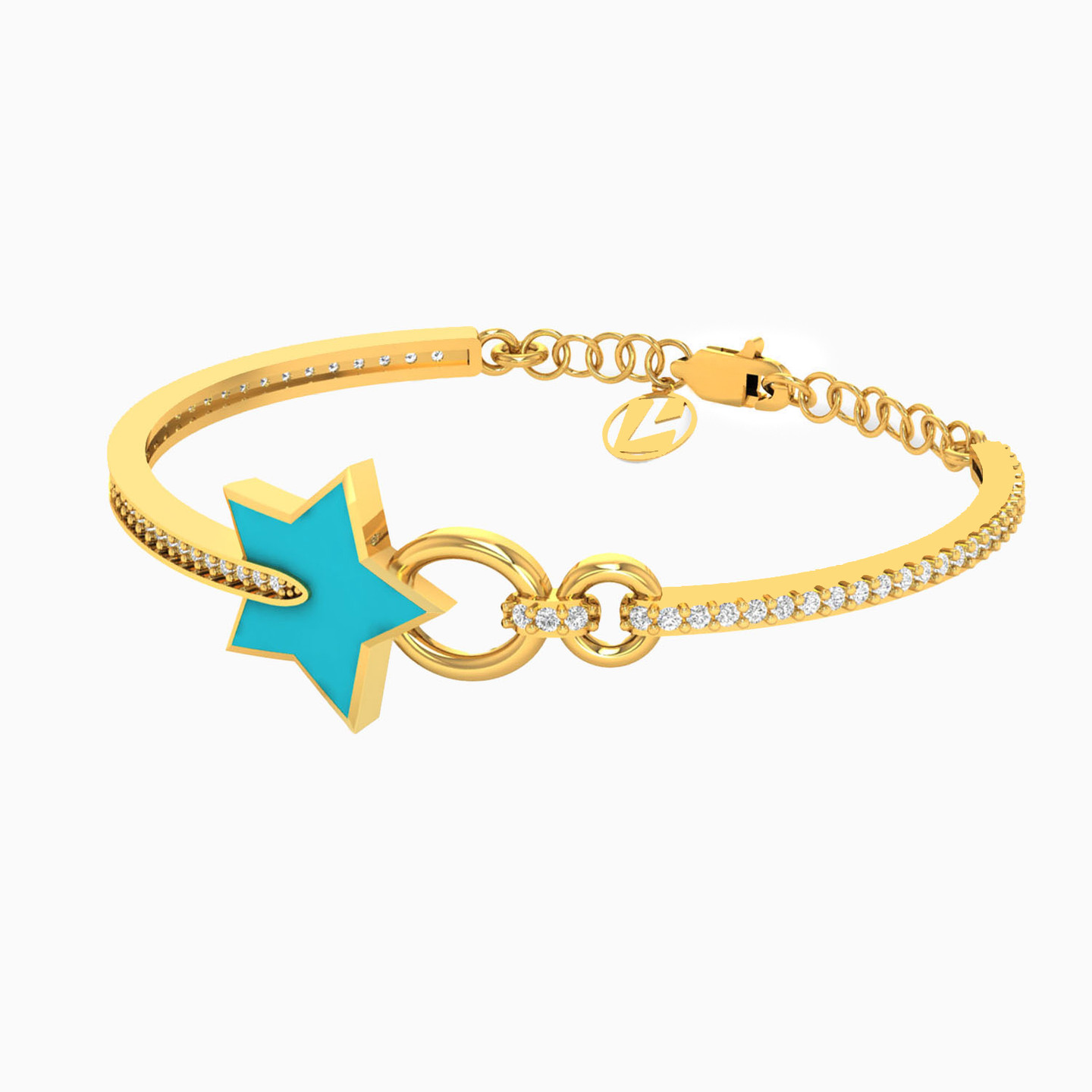 Kids 18K Gold Enamel Coated & Cubic Zirconia Bangle Bracelet - 2