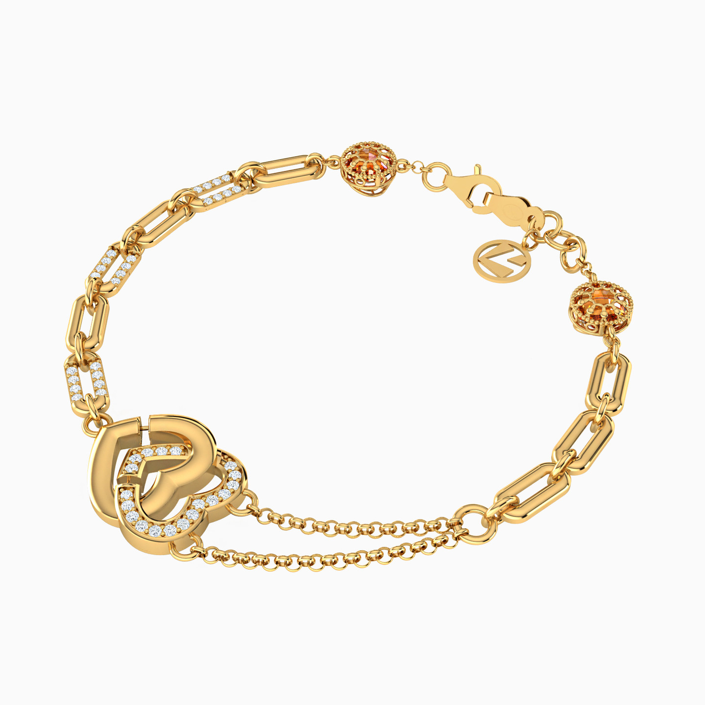 18K Gold Cubic Zirconia Chain Bracelet - 2