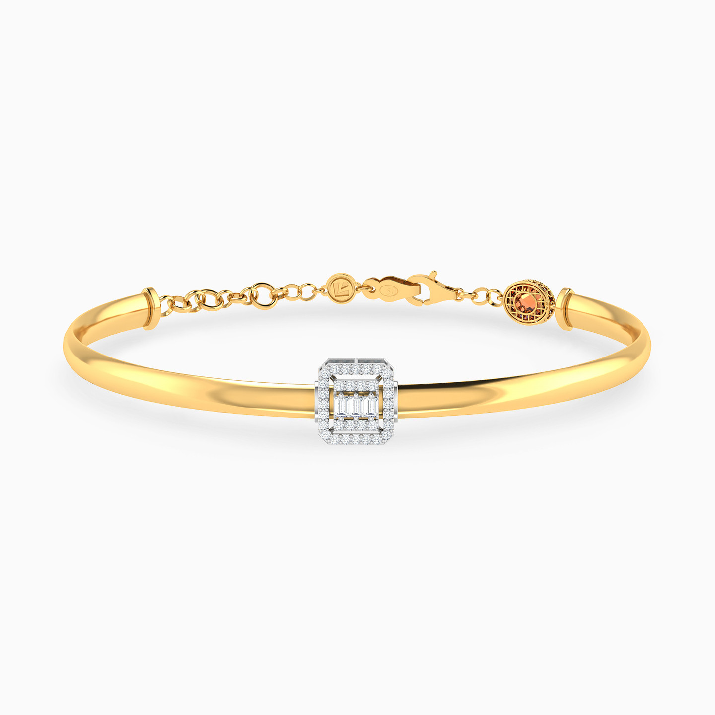 18K Gold Cubic Zirconia Bangle Bracelet