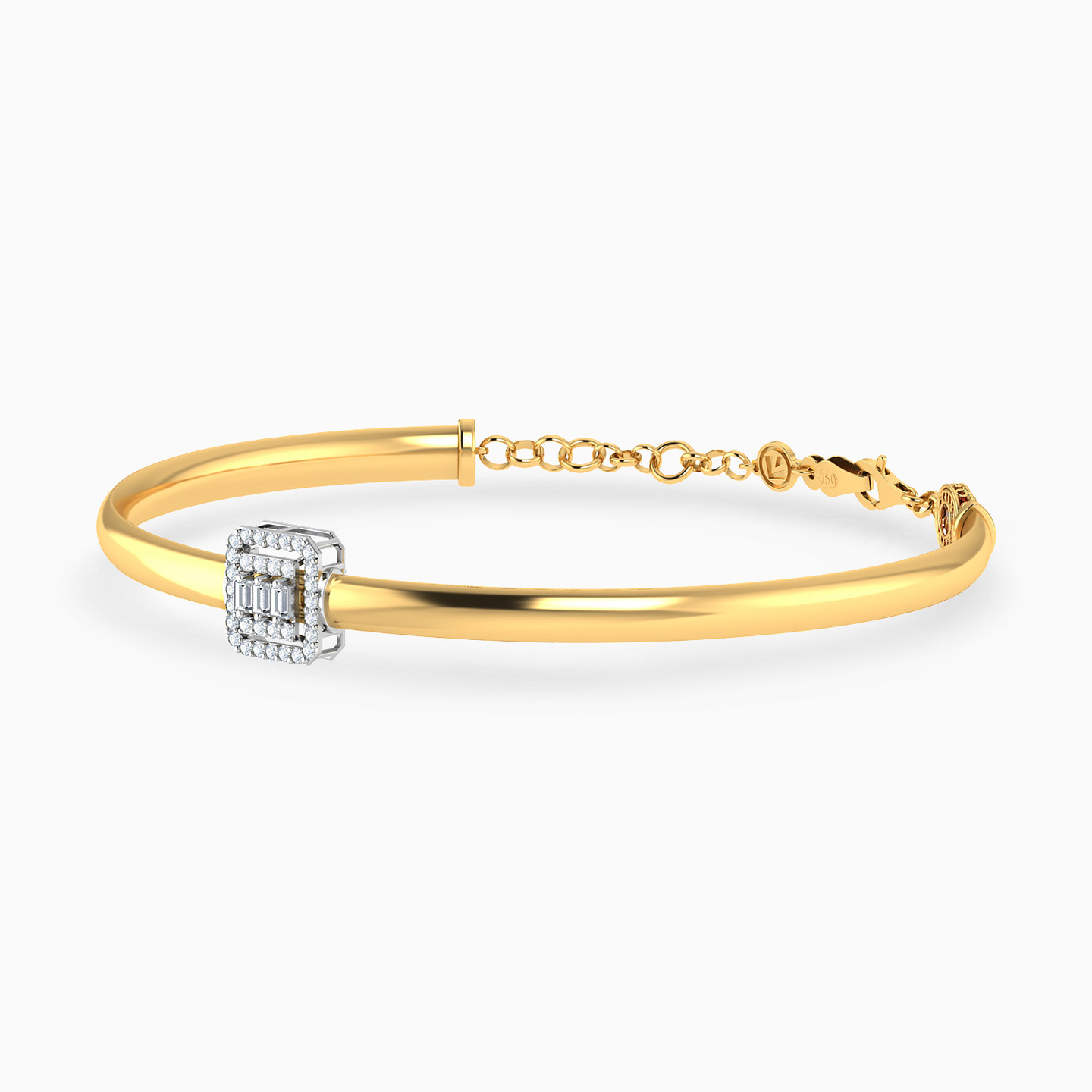 18K Gold Cubic Zirconia Bangle Bracelet - 2