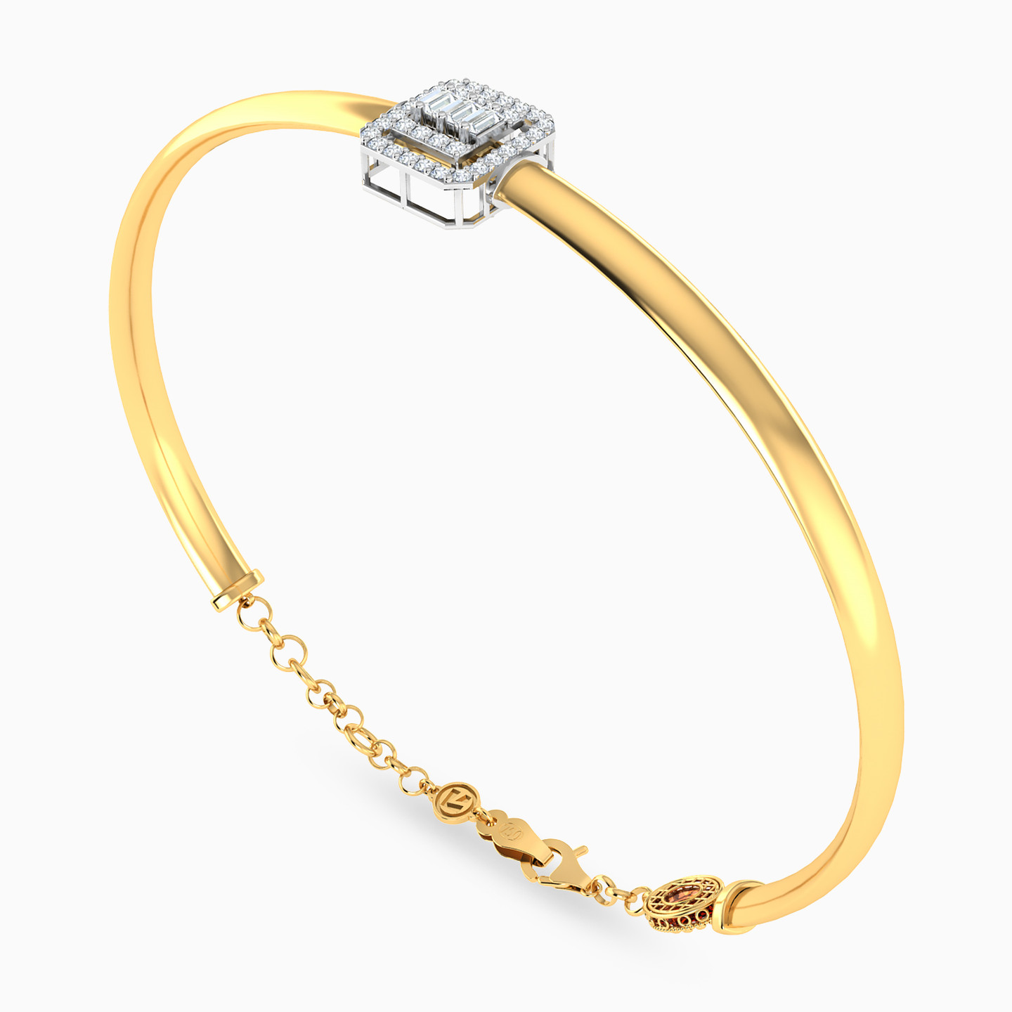 18K Gold Cubic Zirconia Bangle Bracelet - 3