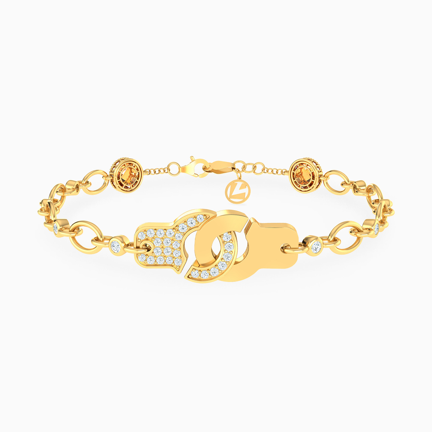 18K Gold Cubic Zirconia Chain Bracelet