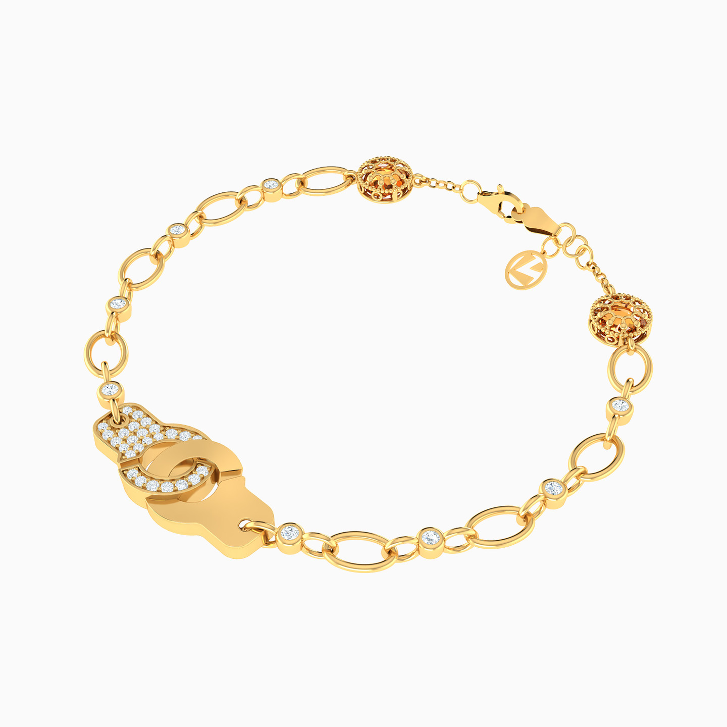 18K Gold Cubic Zirconia Chain Bracelet - 2