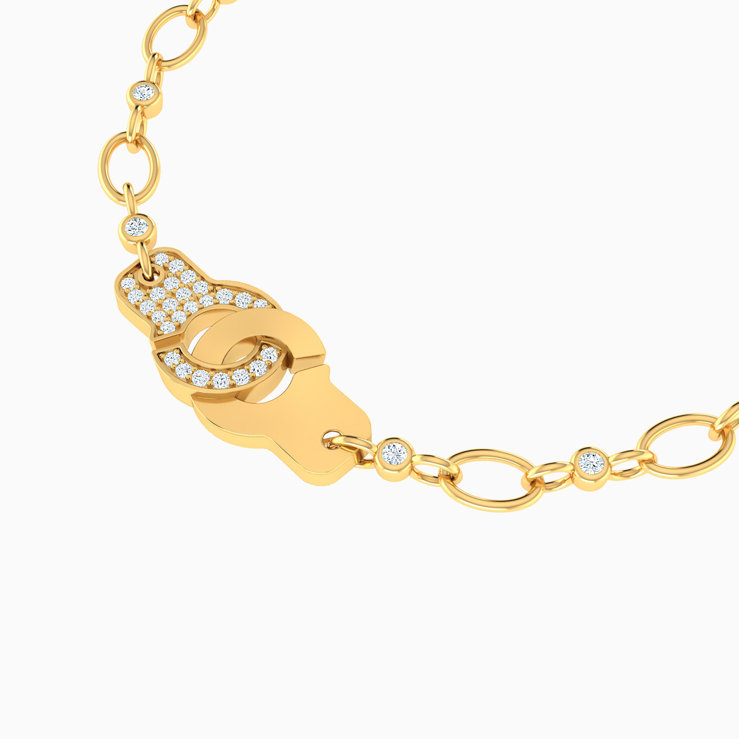 18K Gold Cubic Zirconia Chain Bracelet - 3