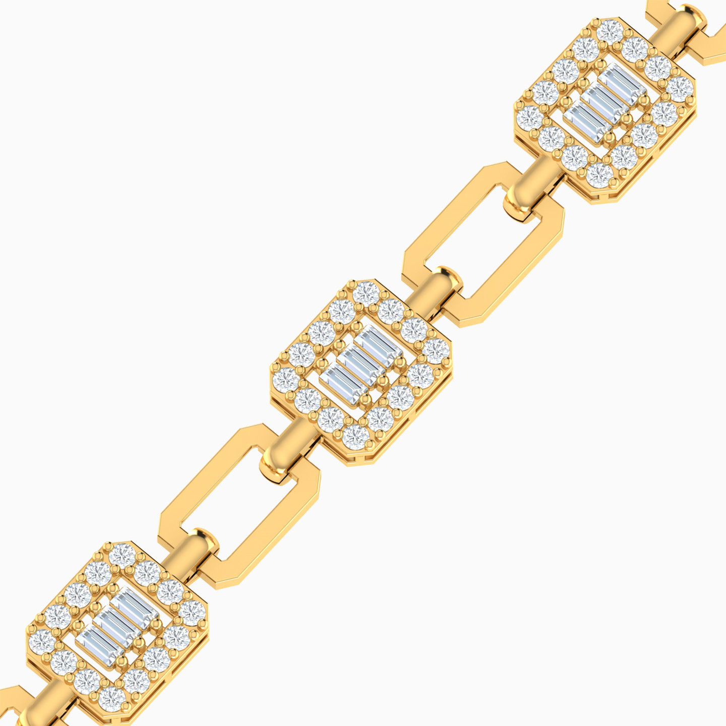 18K Gold Cubic Zirconia Chain Bracelet - 2