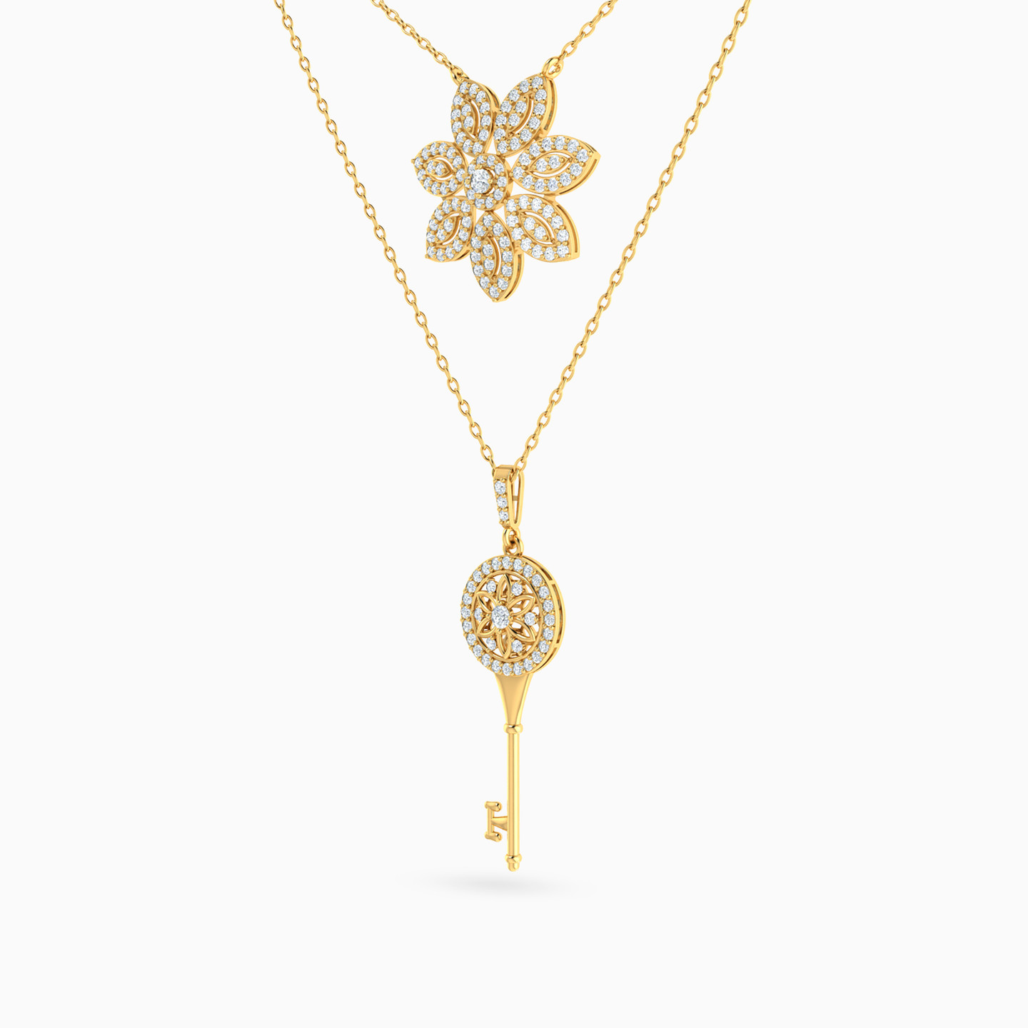 18K Gold Cubic Zirconia Layered Necklace - 2