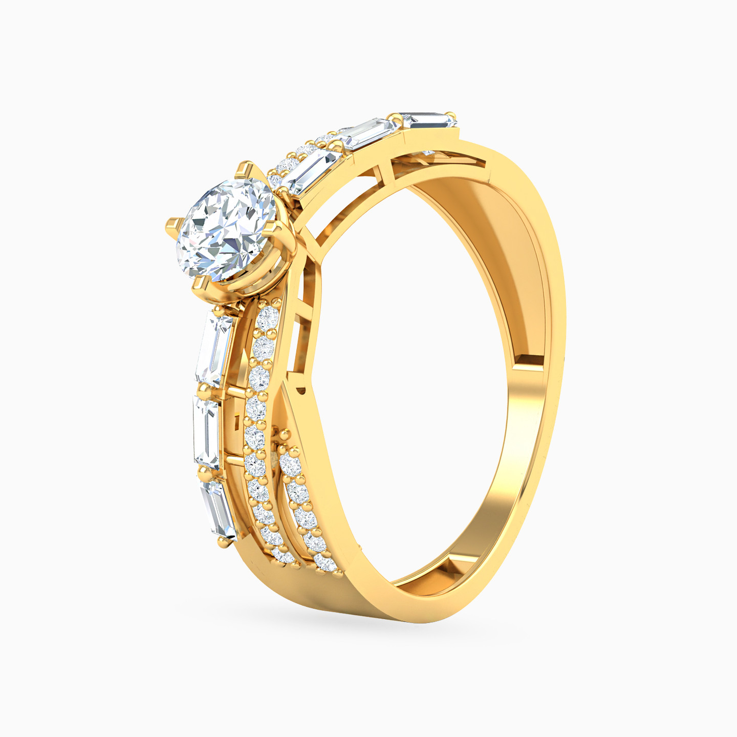 Twist Cubic Zirconia Twin Rings in 18K Gold - 2 Twist Cubic Zirconia Twin Rings in 18K Gold - 2
