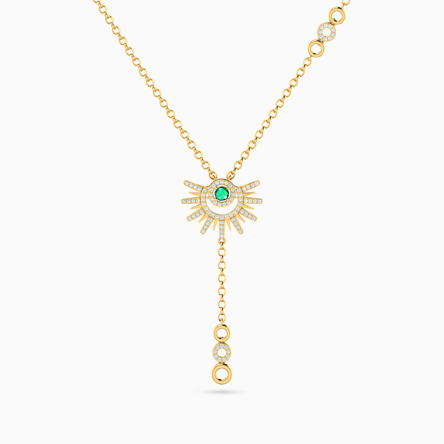 Sunburst Colored Stones Necklace in 18K Gold Sunburst Colored Stones Necklace in 18K Gold