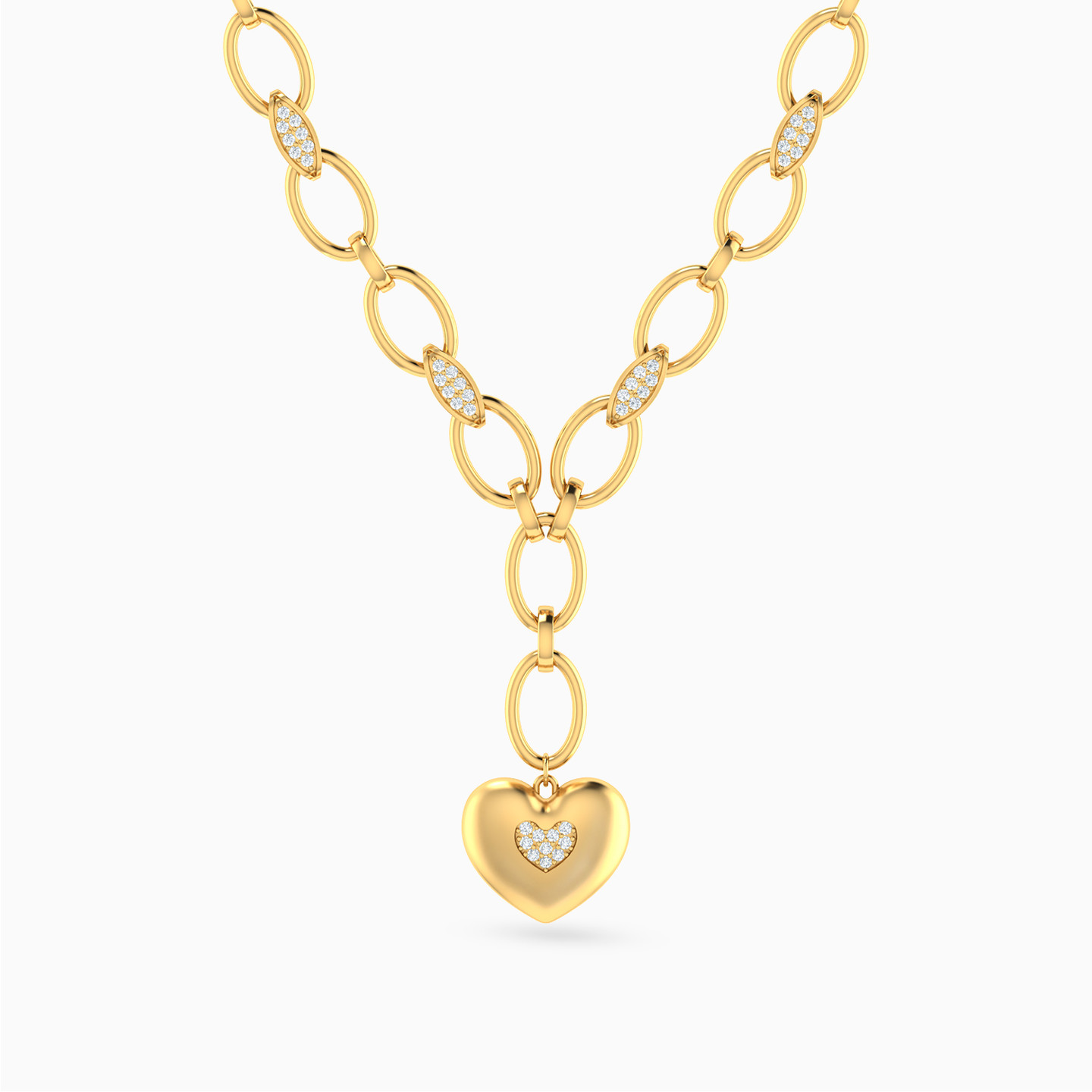 18K Gold Cubic Zirconia Pendant Necklace