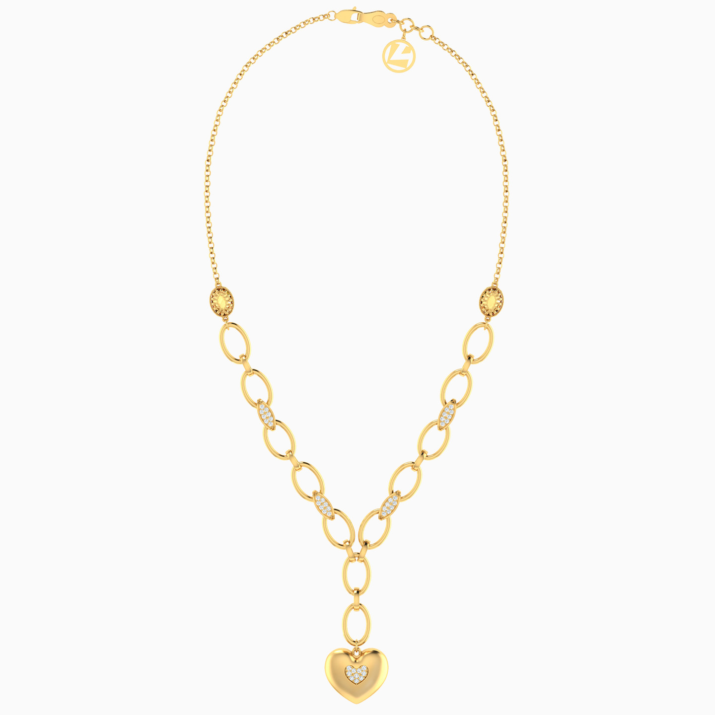 18K Gold Cubic Zirconia Pendant Necklace - 4