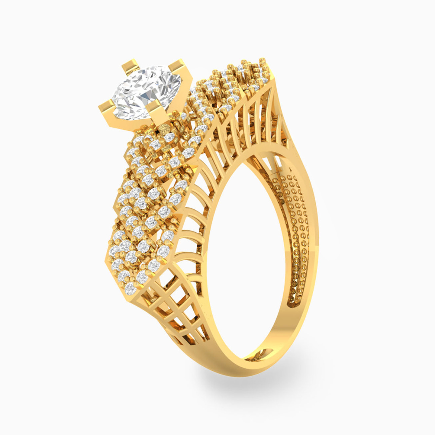 خاتم توينز ذهب عيار 18 قيراط مزين بأحجار الزركون - 2 خاتم توينز ذهب عيار 18 قيراط مزين بأحجار الزركون - 2