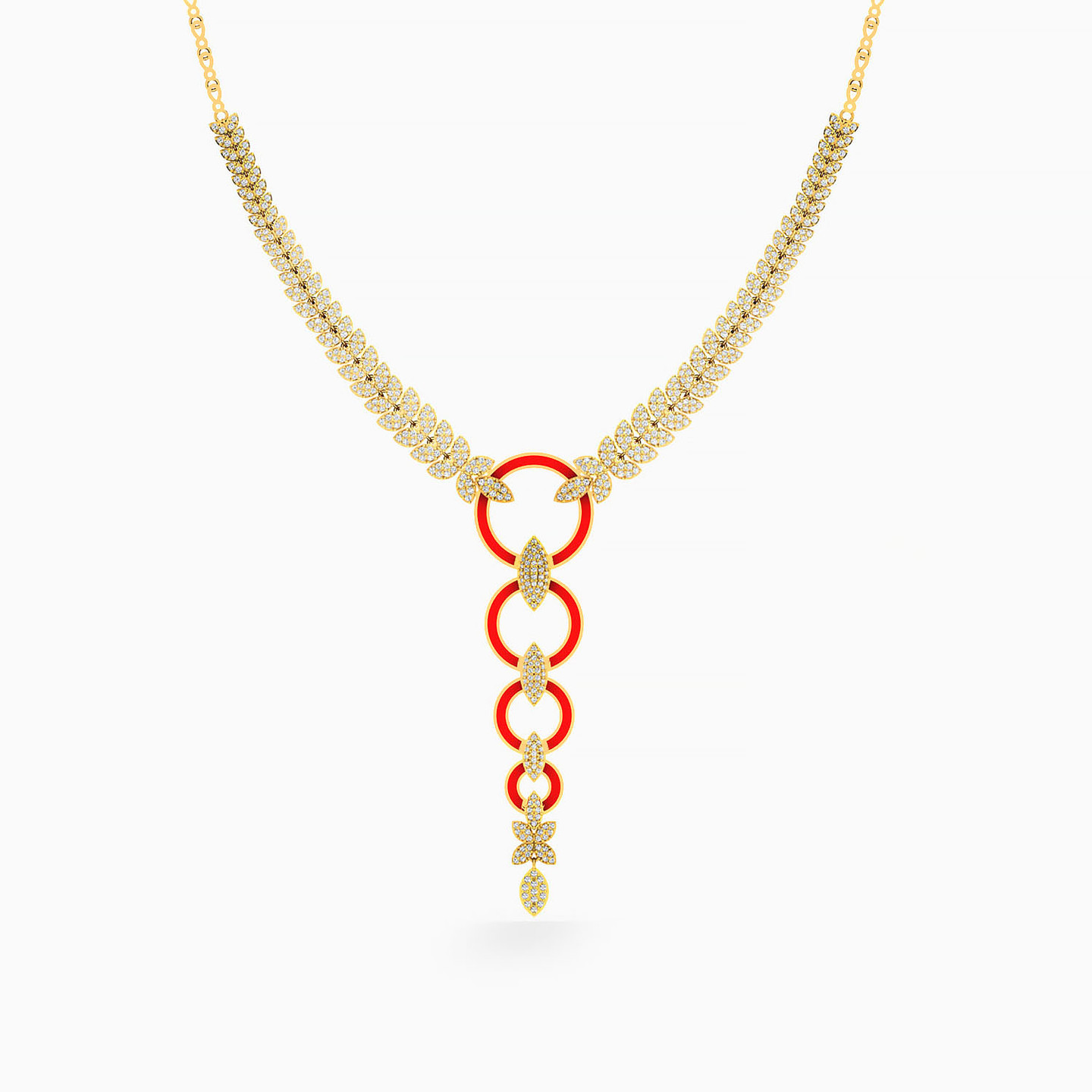 سلسلة ذهب دائرية عيار 18 قيراط مزينة بأحجار الزركون ومطلية بالمينا سلسلة ذهب دائرية عيار 18 قيراط مزينة بأحجار الزركون ومطلية بالمينا