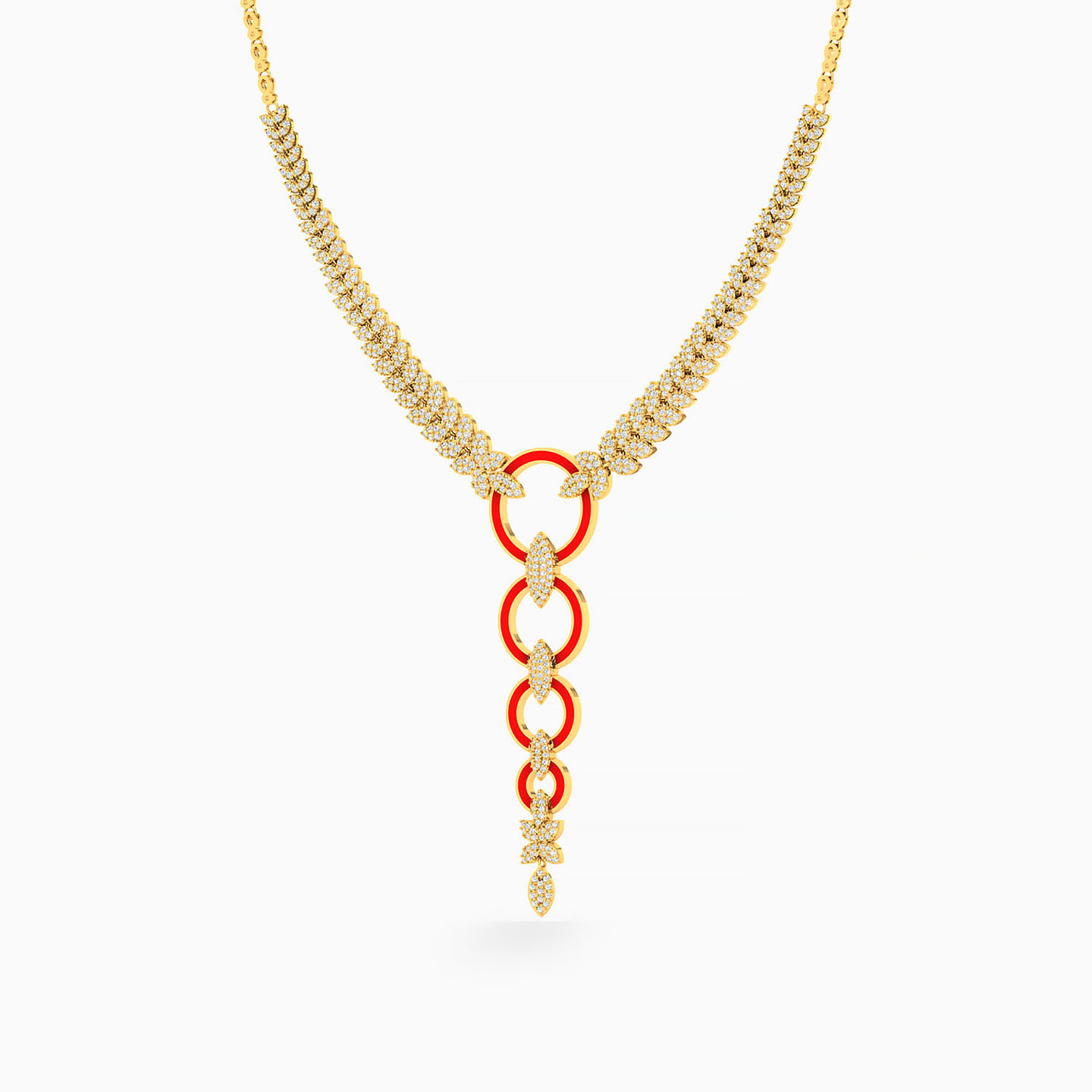 سلسلة ذهب دائرية عيار 18 قيراط مزينة بأحجار الزركون ومطلية بالمينا - 2 سلسلة ذهب دائرية عيار 18 قيراط مزينة بأحجار الزركون ومطلية بالمينا - 2