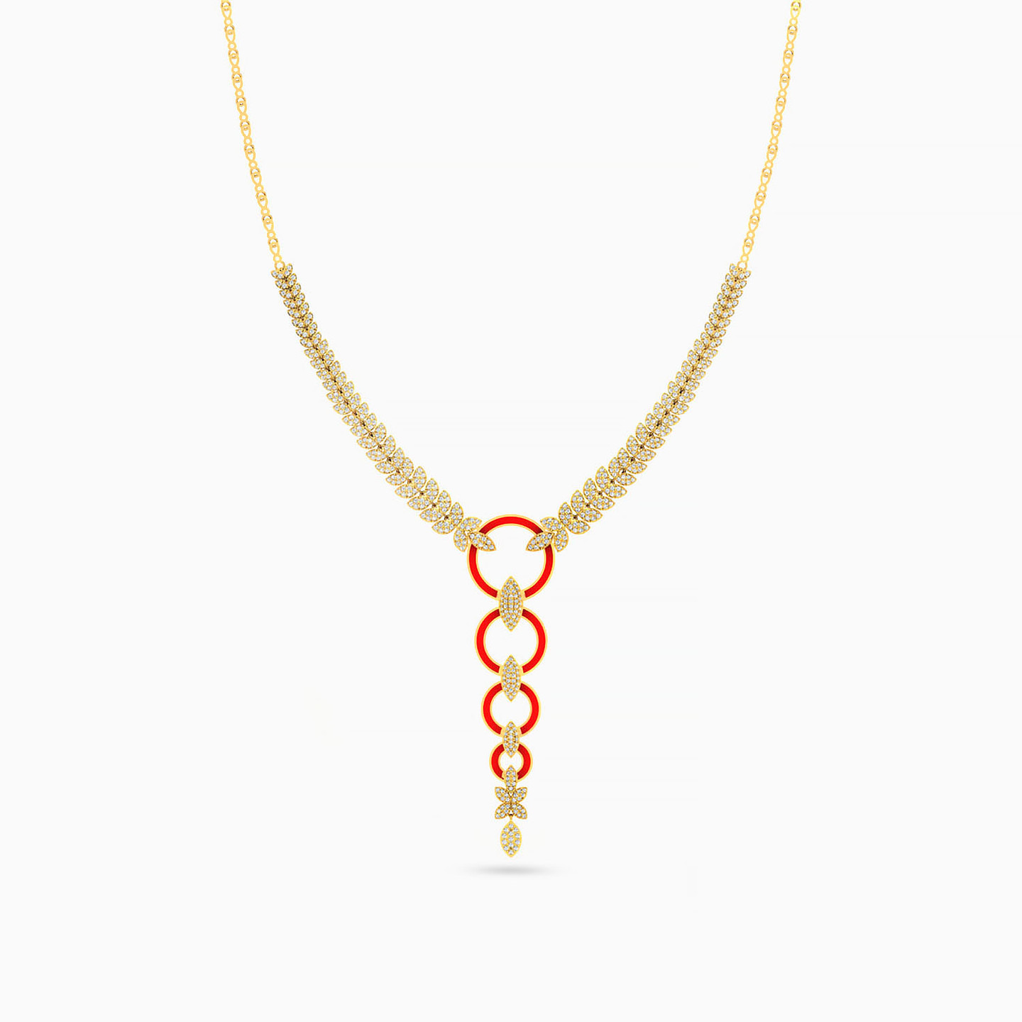 سلسلة ذهب دائرية عيار 18 قيراط مزينة بأحجار الزركون ومطلية بالمينا - 3 سلسلة ذهب دائرية عيار 18 قيراط مزينة بأحجار الزركون ومطلية بالمينا - 3