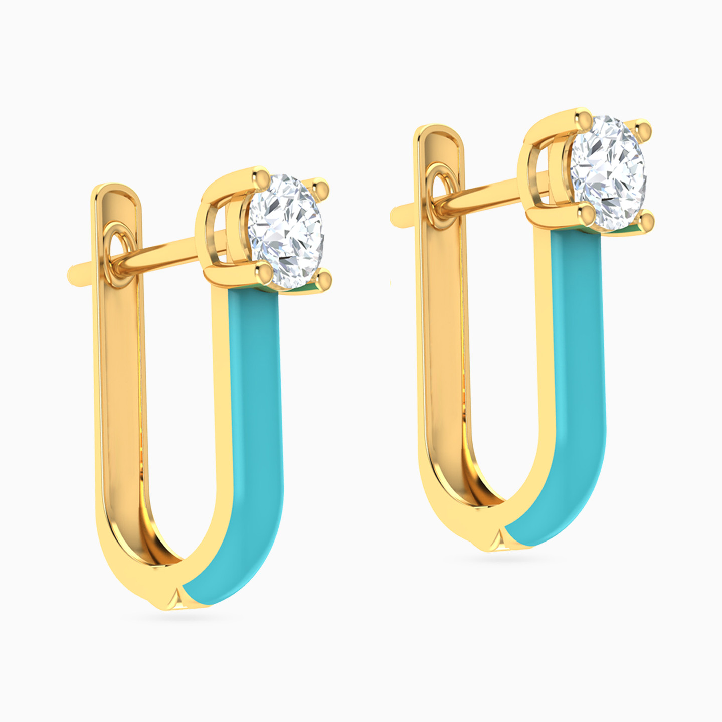 أقراط دائرية ذهب مطلية بالمينا عيار 14 قيراط مزينة بأحجار الزركون - 2 أقراط دائرية ذهب مطلية بالمينا عيار 14 قيراط مزينة بأحجار الزركون - 2