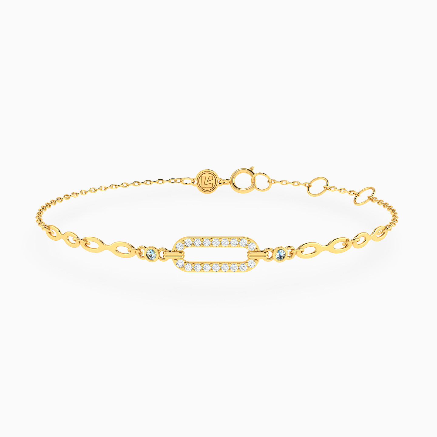 Oval Colored Stones Chain Bracelet in 14K Gold Oval Colored Stones Chain Bracelet in 14K Gold