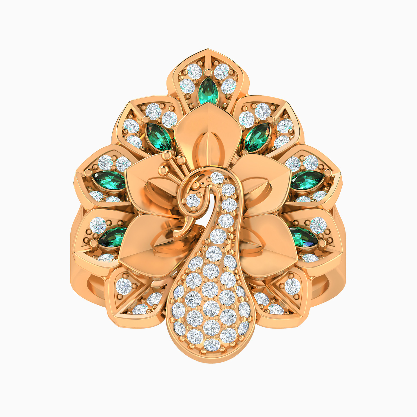 Peacock Green Stones Full Set in 21K Gold (3 Pieces) - 6 Peacock Green Stones Full Set in 21K Gold (3 Pieces) - 6