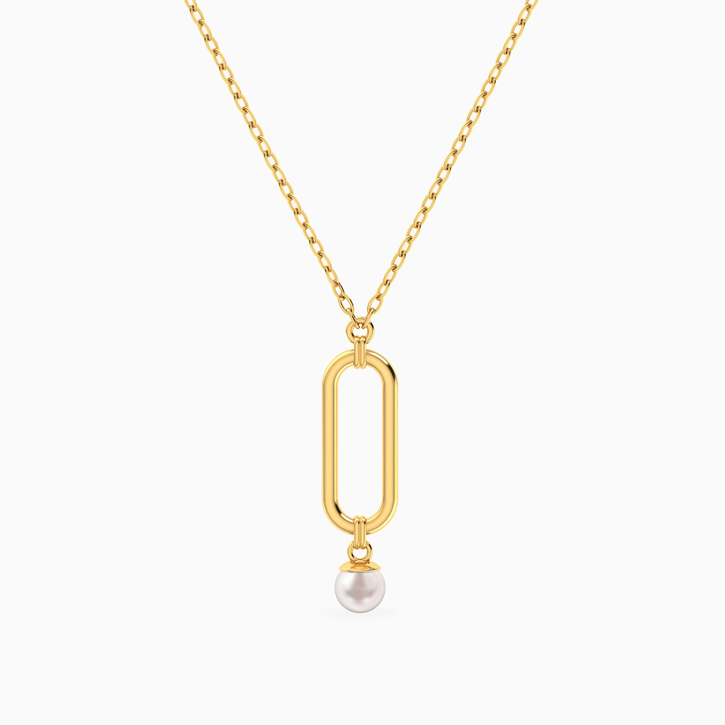 Oval Pearl Necklace in 14K Gold