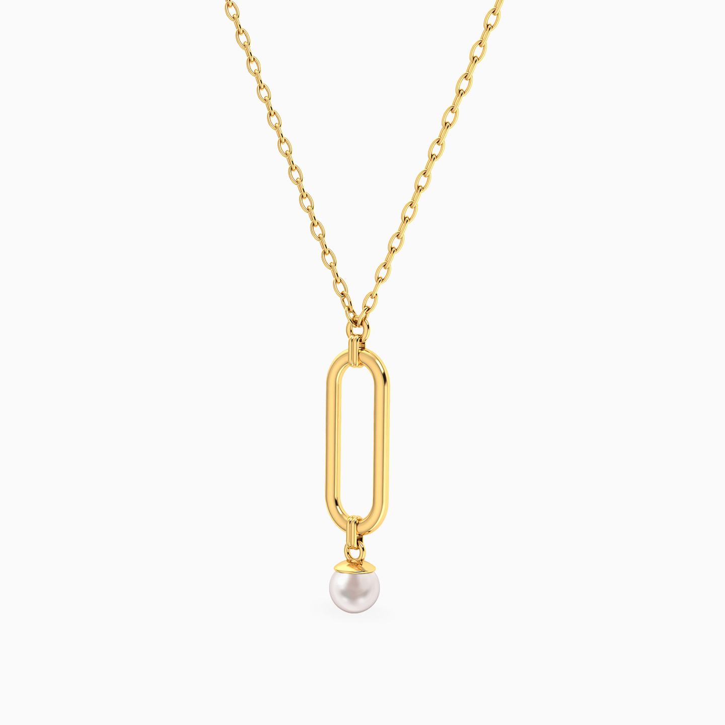 Oval Pearl Necklace in 14K Gold