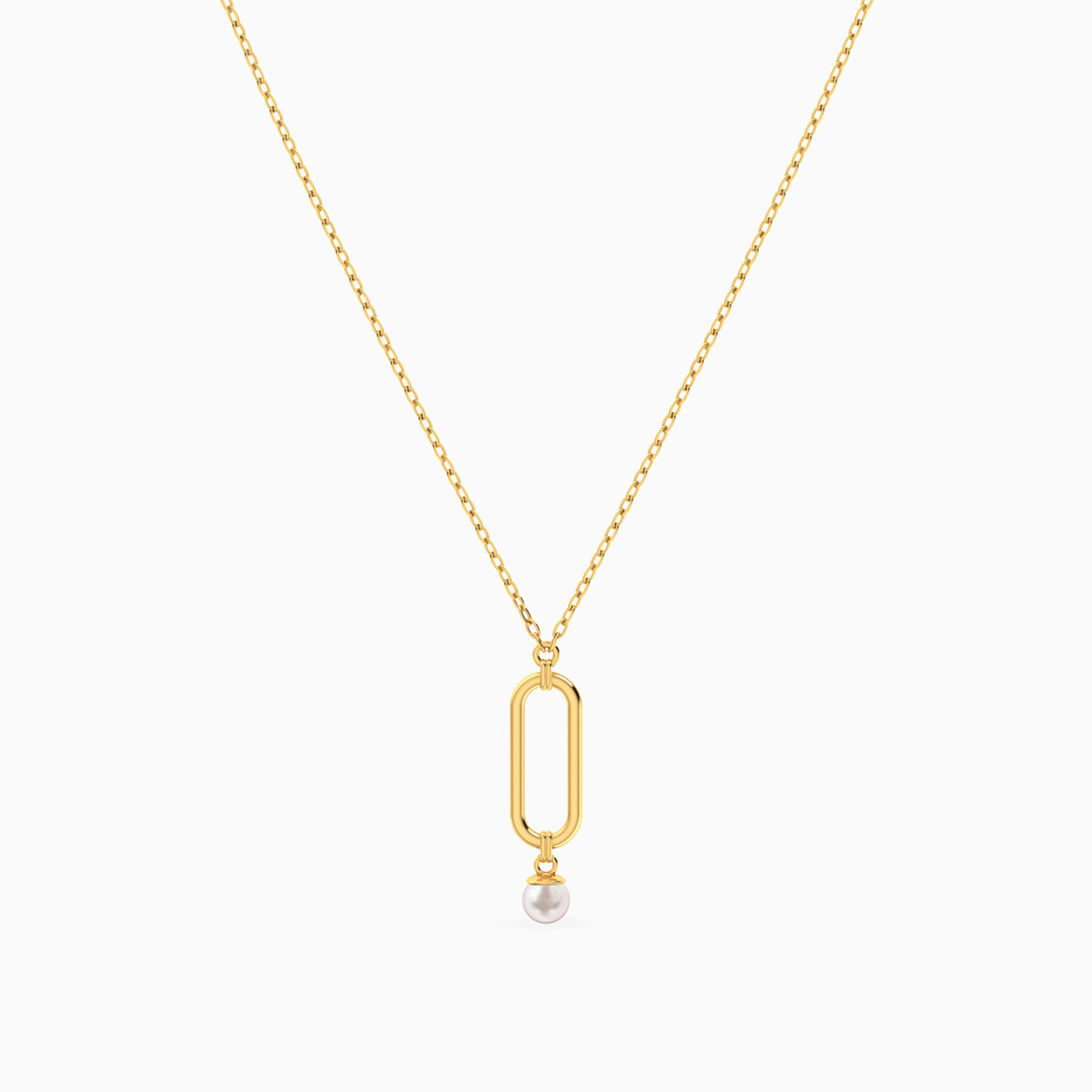 Oval Pearl Necklace in 14K Gold