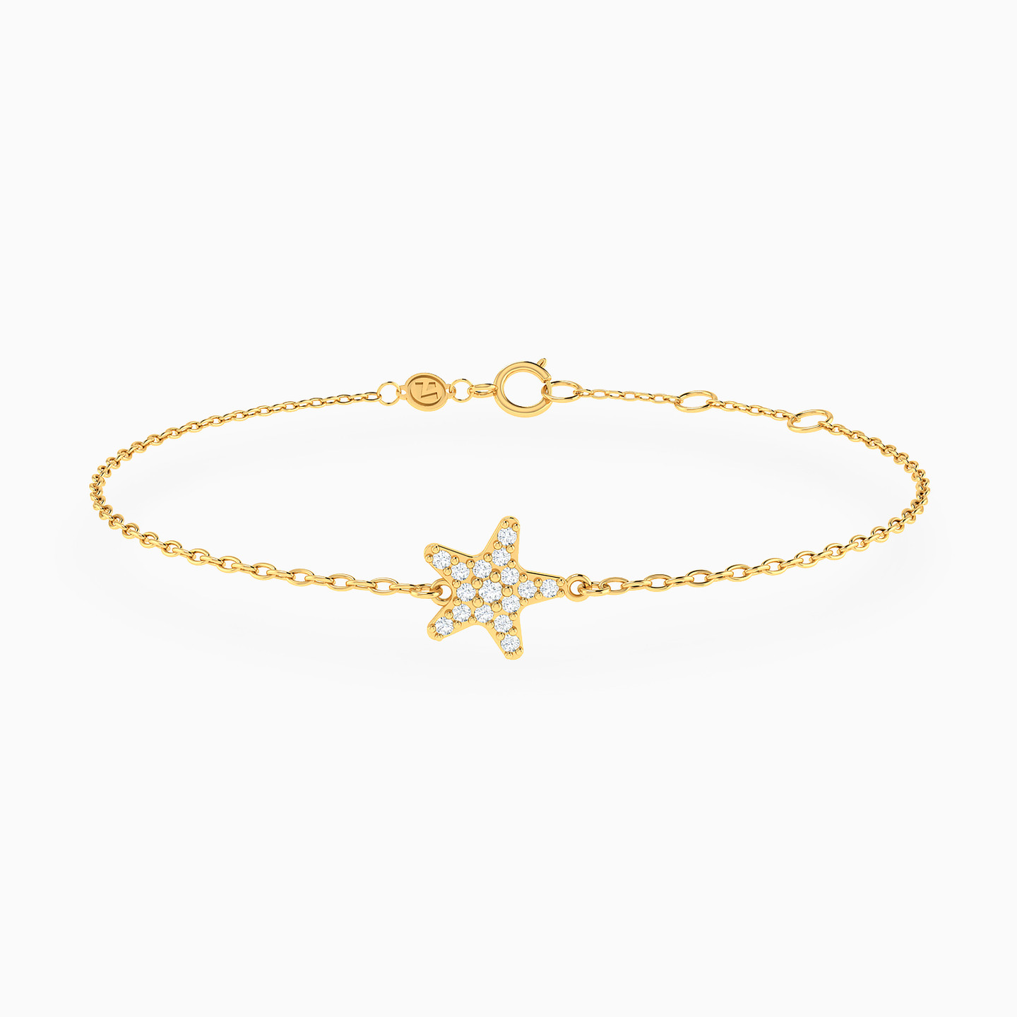 14K Gold Cubic Zirconia Chain Bracelet